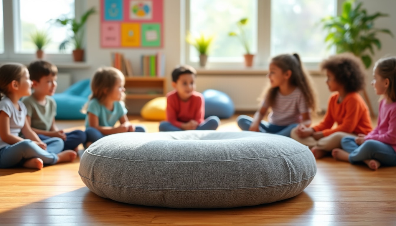 découvrez le coussin de sol zafu, idéal pour les temps de regroupement dans les classes flexibles. confortable et pratique, il favorise la concentration et le bien-être des élèves.